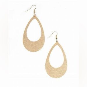 ❣️Gold leather Teardrop Earring❣️